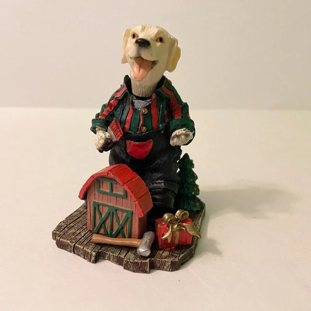 Yellow Labrador Bobble Head Dog Painter Figure 3.5 Inch Tall Innovation Flaws